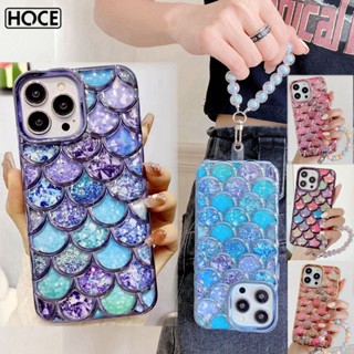 Hoce เคสโทรศัพท์มือถือนิ่ม กันกระแทก ลายเกล็ดปลานางเงือก 3D แต่งกลิตเตอร์ หรูหรา สําหรับ Iphone 15 14 13 12 11 Pro Max 15Pro