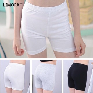 LJMOFA KIDS  ขายส่ง 3-9 ปี ใหม่ สีลูกกวาด กว้าง เอวยางยืด เข็มขัด กางเกงสามส่วน เพื่อความปลอดภัย และกางเกงวิ่ง สําหรับเด็ก กางเกงนิรภัย มุมแบน