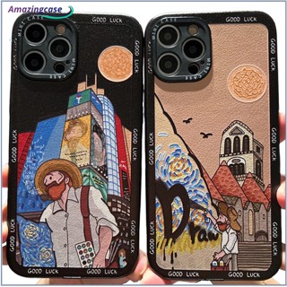 Amaz เคสโทรศัพท์มือถือ ลายภาพวาดสีน้ํามัน รูปกราฟฟิตี้ สไตล์เรโทร สําหรับ Iphone 14 13 12 11 Series