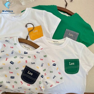 พร้อมส่ง เสื้อยืดแขนสั้น ผ้าฝ้ายแท้ พิมพ์ลายการ์ตูน ขนาดเล็ก และกลาง แฟชั่นฤดูร้อน สไตล์สตรีท สําหรับเด็กผู้ชาย และผู้หญิง