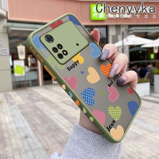 เคสโทรศัพท์ซิลิโคน ขอบสี่เหลี่ยม กันกระแทก ลายการ์ตูนหัวใจ หลากสี สําหรับ Xiaomi Poco X4 Pro 5G Poco M4 Pro Poco C40