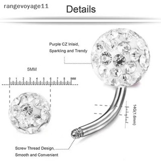 [Rangevoyage] จิวสะดือ สเตนเลส ประดับเพทาย คริสตัลบอล น่ารัก 1 ชิ้น