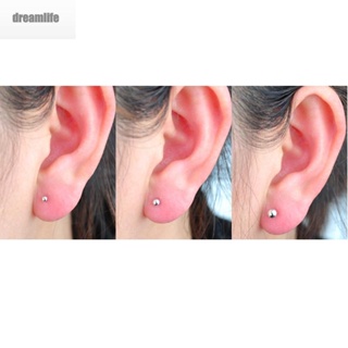 【DREAMLIFE】Stylish Bead Ear Jewelry Gift Small Round Plain Simple 10 Pairs Stud Earrings