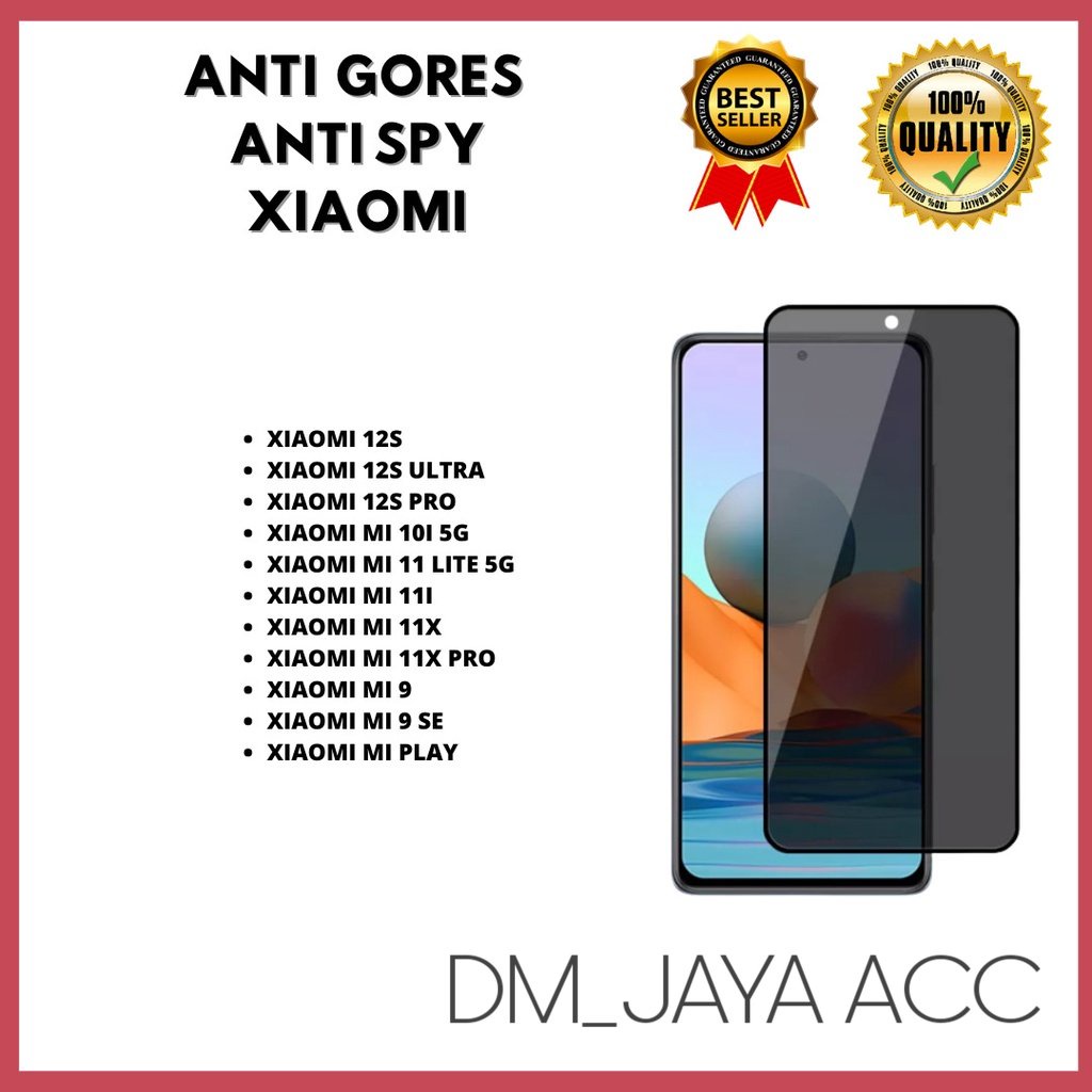 กระจกนิรภัยเซรามิค Anti Spy -Anti Privacy XIAOMI 12S-XIAOMI 12S ULTRA-XIAOMI 12S PRO-XIAOMI MI 10I 5