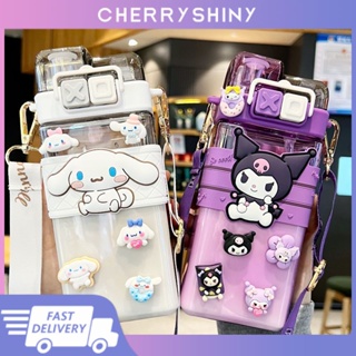 SANRIO ขวดน้ําพลาสติก พร้อมหลอดดูด ขนาด 520 มล. แบบพกพา แบบสร้างสรรค์ สําหรับเด็ก