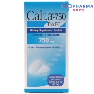 lot ใหม่ หมดอายุ 11/2026 CalZa   แคลซ่า  แคลเซียม แอล- ทรีโอเนต 750 mg.ชนิดเม็ด  60 เม็ด [Pcare]