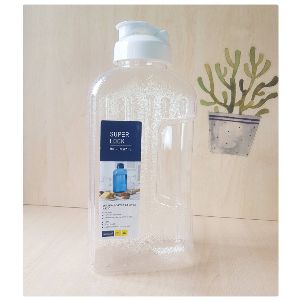 ขวดน้ำ กระบอกน้ำ No.5210 ความจุ 2.1 ลิตร Super Lock แท้ 💯 % “BPA Free” วางนอนได้ น้ำไม่หก วัตถุดิบไม่มีสารก่อมะเร็ง