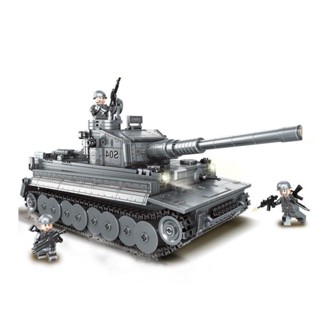 Mytopshop ใหม่ ชุดของเล่นตัวต่อ โมเดลรถถัง MOC WW2 Tiger I Heavy Main Battle Tank DIY 1053 ชิ้น