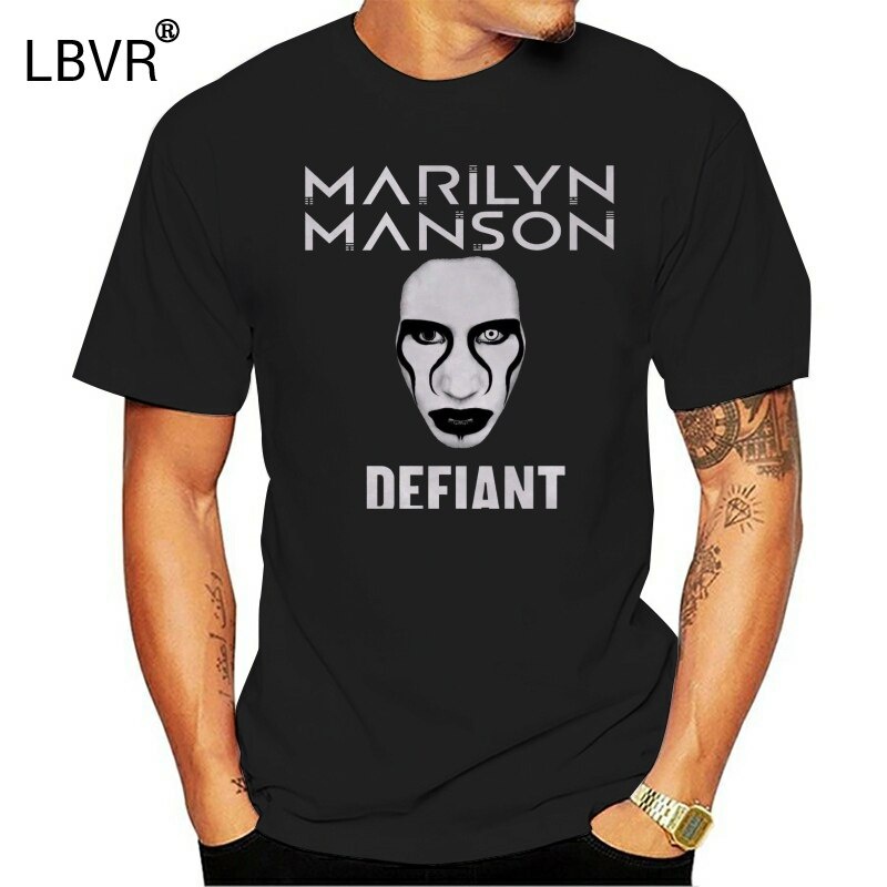แฟชั่นใหม่ Marilyn MANSON Defiant เสื้อยืดแขนสั้น แฟชั่นฤดูร้อนS-5XL