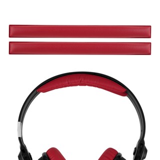 Geekria แผ่นคาดศีรษะหนัง แบบเปลี่ยน สีแดง สําหรับหูฟัง Sennheiser HD25 HD25 II HD25 Plus HD25 Special Edition 2 แพ็ก