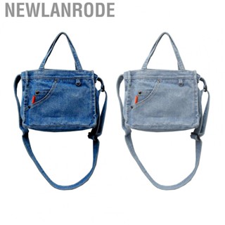 Newlanrode Cloth Blue Shoulder Bag  Retro  Zipper Closure Vintage Washable Lightweight Adjusted Strap for Women Travel