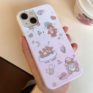 เคสโทรศัพท์มือถือ ซิลิโคน ลายหมีกลางคืนน่ารัก สําหรับ Iphone 14 13 11 12Promax 11Promax 12Pro 14plus X XS XR 7 8plus