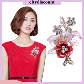 &lt;citydiscount&gt; เข็มกลัดโลหะผสม รูปดอกไม้ ประดับเพชรเทียม สําหรับตกแต่งงานแต่งงาน