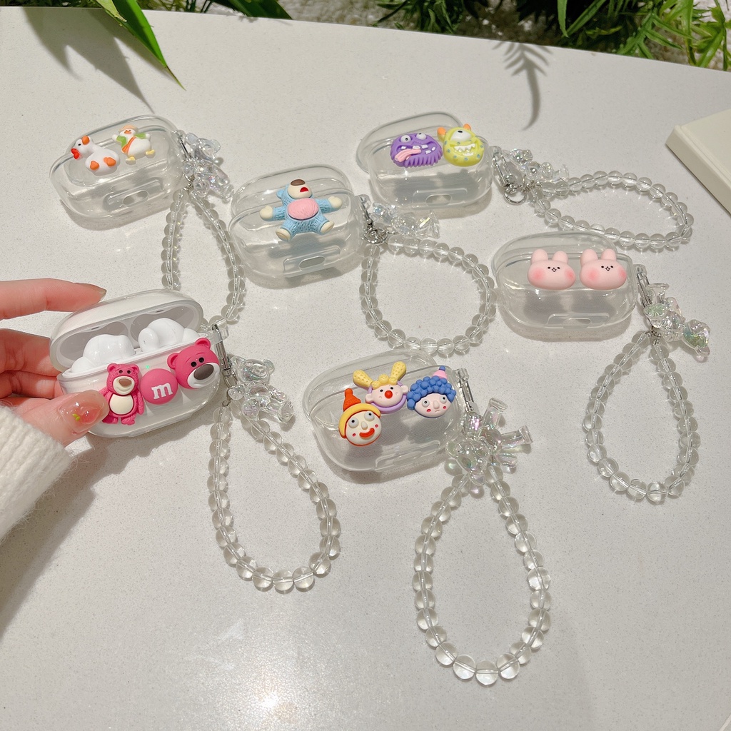 Stock Ready ซิลิโคนโปร่งใสหูฟังสําหรับ EDIFIER W220T Cartoon Soft Protect Case จี้คริสตัล