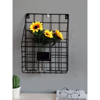 Living Room Simple Wall Mounted Floating Storage Space Saving Modern Hanging Book Iron Wire Newspaper Magazine Rack