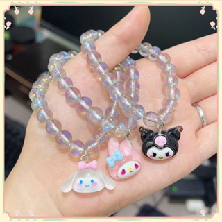 สร้อยข้อมือคริสตัล Sanrio Cinnamoroll Creative Girls Sweet สร้อยข้อมือ Kulomi สร้อยข้อมือแมวคิตตี้ของขวัญเครื่องประดับวันวาเลนไทน์ 【sunny】