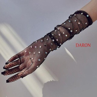 DARON ถุงมือตาข่ายกลวง ย้อนยุค ผู้หญิง ยืดหยุ่น ปาร์ตี้ เลื่อม ตกปลา ถุงมือตาข่าย ถุงมือเต็มนิ้ว