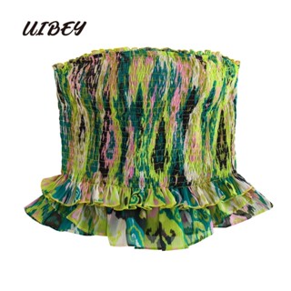 Uibey ขายส่ง เสื้อกล้าม รัดรูป พิมพ์ลาย เพาะปลูกด้วยตนเอง แต่งระบายขอบ 6406