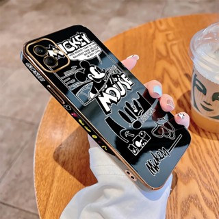 เคสโทรศัพท์มือถือนิ่ม ขอบสี่เหลี่ยม พิมพ์ลายมิกกี้เมาส์ หรูหรา สําหรับ Samsung Galaxy A04 A04E A14 A24 A34 A54 5G