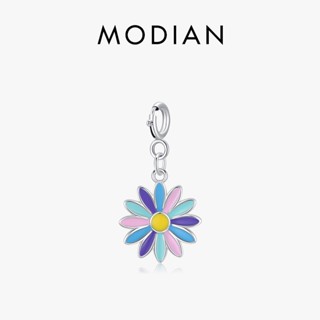 Modian จี้เงินแท้ 925 รูปดอกไม้ สีรุ้ง สําหรับทําเครื่องประดับ สร้อยข้อมือ สร้อยคอ DIY