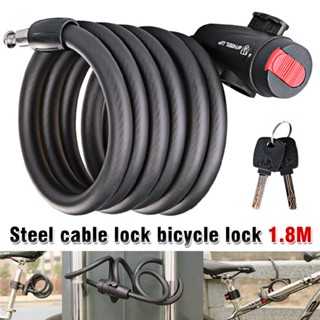 Bicycle Heavy Duty Steel Cable Lock Bike Security Coil Spiral Chain+2 Keys