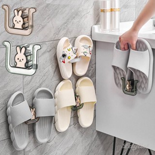 ღ น่ารัก ชั้นวางรองเท้าในห้องน้ำ ติดผนัง ที่แขวนรองเท้า ไม่ต้องเจาะ ห้องน้ำ Simple Slipper Hook Bathroom Shoe Storage Hanger