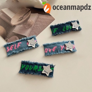 OCEANMAPDZ กิ๊บติดผม กิ๊บติดผม รูปดาวห้าแฉก ประดับพลอยเทียม ผ้ายีน ทรงเรขาคณิต ขนาดเล็ก เครื่องประดับ สําหรับผู้หญิง