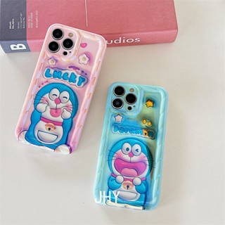 ใหม่ เคสป้องกันโทรศัพท์มือถือ แบบนิ่ม ลายการ์ตูนโดราเอมอน 3D สําหรับ iPhone 14 13 12 11 pro Max