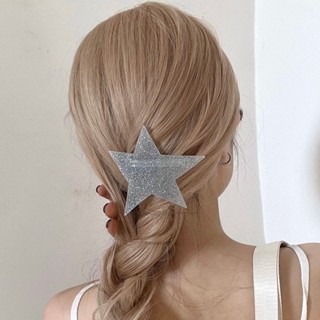 INS Style Spicy Girl Super Cool and Fashionable Black Irregular Star Spring Clip for Girls New Style One Line Clip Versatile Bang Hair Clip for Women