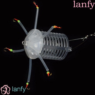 LANFY อุปกรณ์ตกปลา ตะขอตกปลา รูปปลาหมึก เรืองแสง ป้องกันการไขลาน