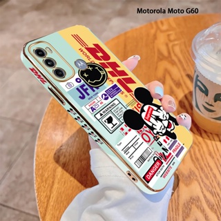 เคสโทรศัพท์มือถือนิ่ม ขอบสี่เหลี่ยม พิมพ์ลายมิกกี้เมาส์ หรูหรา สําหรับ Motorola Moto G10 G22 G30 G50 5G G52 G60 G40