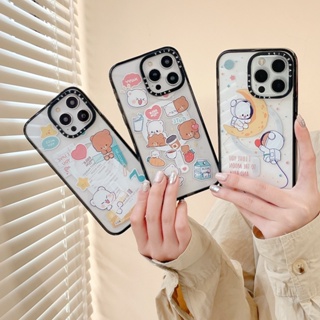 Casetify เคสโทรศัพท์อะคริลิคแข็ง แบบใส ลายสติกเกอร์หมี สําหรับ iPhone 14 13 12 11 Pro Max Plus