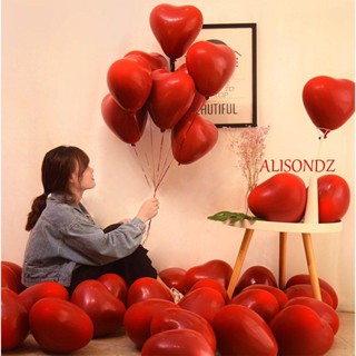 ALISONDZ ลูกโป่งยาง รูปหัวใจ สีแดง สําหรับตกแต่งห้อง ปาร์ตี้