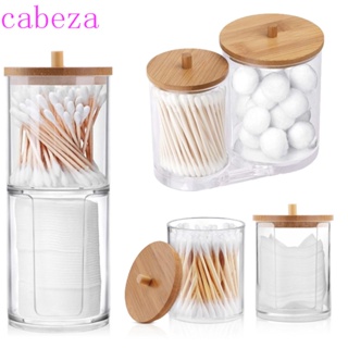 CABEZA Qtips กระปุกไม้ไผ่ พร้อมฝาปิด สําหรับใส่เครื่องสําอาง เครื่องประดับ ลูกอม ในห้องน้ํา