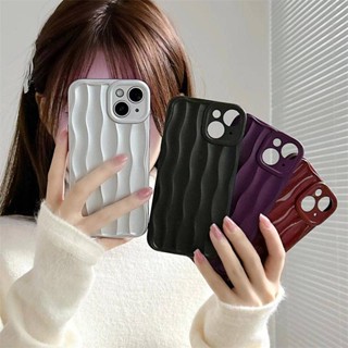 เคสโทรศัพท์มือถือชุบไฟฟ้า กันกระแทก ลายคลื่น สีพื้น สําหรับ iPhone 14promax 13 12 11