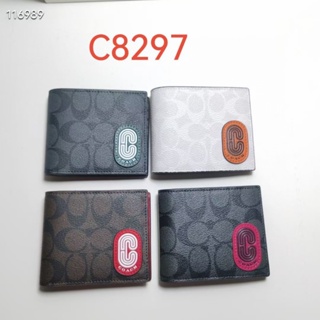 3 In 1 Wallet In Colorblock c8297 กระเป๋าสตางค์ผู้ชาย COAC H กระเป๋าสตางค์ใบสั้น หนังแท้ กระเป๋าใส่บัตร