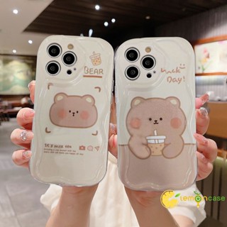 เคสโทรศัพท์มือถือ ขอบโค้ง ลายหมีชานม 3D แวววาว สําหรับ VIVO Y20 Y21 2021 Y16 Y12S Y12 Y56 Y02A Y15S Y22 Y22S Y35 Y15C Y91C Y21A