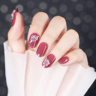 พร้อมส่ง#珍珠花朵穿戴甲成品纯欲显白指甲甲片夏季ins风nails美甲贴片7. 9 ลิตร