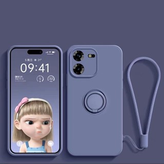 Tecno Pova 5 4G LH7N ขาตั้งแม่เหล็ก ซิลิโคนเหลว พร้อมสายคล้อง เคสโทรศัพท์ ที่วางแหวนนิ้ว หรูหรา นุ่ม