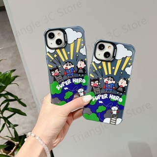 เคสป้องกันโทรศัพท์มือถือ ลายชินจังจอมแก่น สีดํา สําหรับ iPhone14 pro max 13 12 11