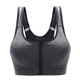 Deryu.th ผู้หญิง โยคะ ฟิตเนส ออกกําลังกาย ไร้รอยต่อ Racerback ยิม ซิปด้านหน้า สปอร์ตบราด้านบน