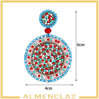 [Almencla2] ต่างหูห่วงลูกปัด ทรงกลม แฮนด์เมด คุณภาพสูง สไตล์โบฮีเมียน แฟชั่นฤดูร้อน สําหรับผู้หญิง