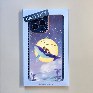 Casetify X เคสโทรศัพท์มือถือ PC TPU แข็ง ลายแมววาฬ สําหรับ IPhone 14 Pro MAX 14 Plus 13 Pro MAX 12 Pro MAX 11 Pro MAX XS MAX XR X