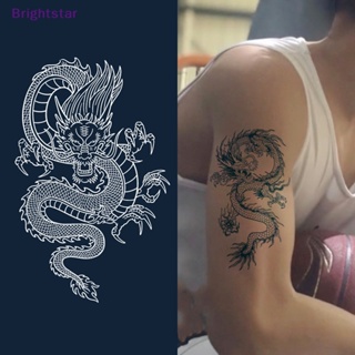 Brightstar สติกเกอร์รอยสักชั่วคราว ลายมังกรปลอม กันน้ํา สําหรับติดแขน ขา ร่างกาย