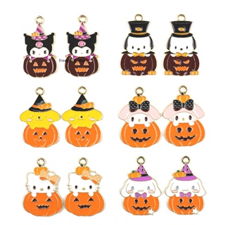 [FREG] 10pcs Cartoon Enamel Cat Devil Pumpkin Ch Halloween Pendant Fit Necklaces DIY Handmade Jewelry Finding Supplies FDH
