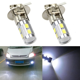 หลอดไฟตัดหมอก H3 5630 10SMD LED 4W สีขาว สําหรับรถยนต์ 2 ชิ้น ☆Yxcbest