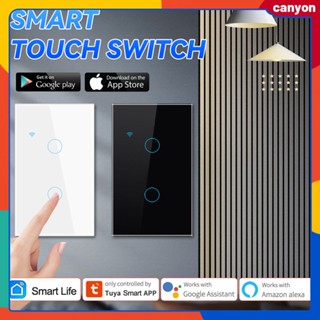 1/2/3/4gang Tuya Smart Wifi Switch กระจกนิรภัยกันน้ำแผงสัมผัส Sensitive Touch Control Timing ฟังก์ชั่นนับถอยหลังรองรับ Voice Control canyon