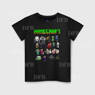 เสื้อยืดคอกลม แขนสั้น พิมพ์ลาย Minecraft แฟชั่นฤดูร้อน สําหรับเด็กผู้ชาย