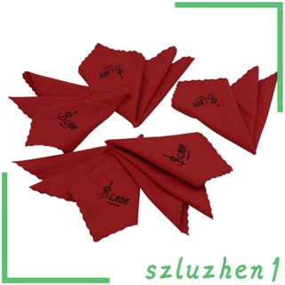 [Szluzhen1] ผ้าไมโครไฟเบอร์ สีแดง สําหรับทําความสะอาดกีตาร์ ไวโอลิน 5 ชิ้น