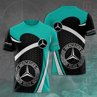 เสื้อยืด โอเวอร์ไซซ์ พิมพ์ลาย Mercedes- Petronas F1 Racing 3D แฟชั่นฤดูร้อน สําหรับผู้ชาย